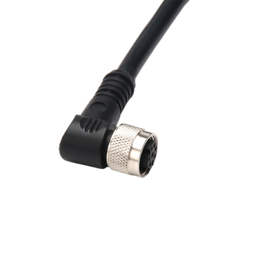 สายไฟมุมฉากพร้อมขั้วต่อกันน้ำ IP67 M12 2 ขา 3 ขา 4 ขา