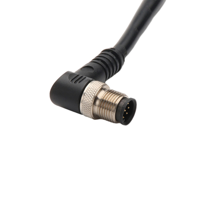 สายไฟมุมฉากพร้อมขั้วต่อกันน้ำ IP67 M12 2 ขา 3 ขา 4 ขา
