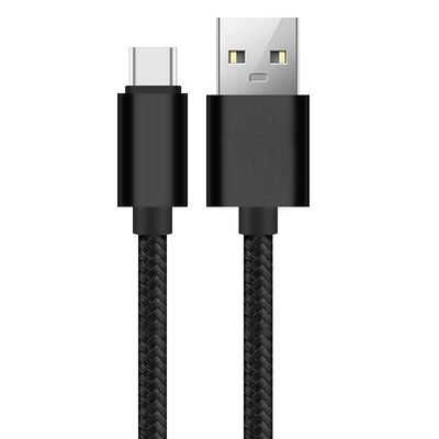 สายชาร์จข้อมูล USB 3A สีดำไนลอนถักได้รับการรับรอง RoHS CE