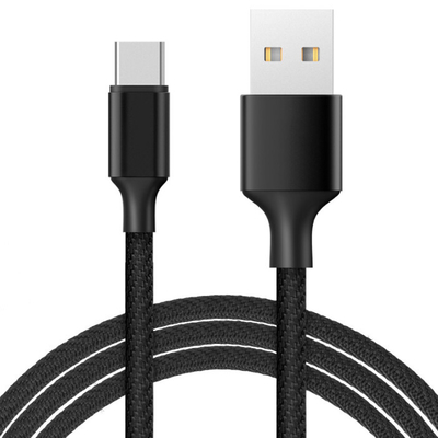 สายชาร์จข้อมูล USB 3A สีดำไนลอนถักได้รับการรับรอง RoHS CE