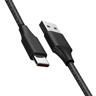 สายชาร์จข้อมูล USB 3A สีดำไนลอนถักได้รับการรับรอง RoHS CE