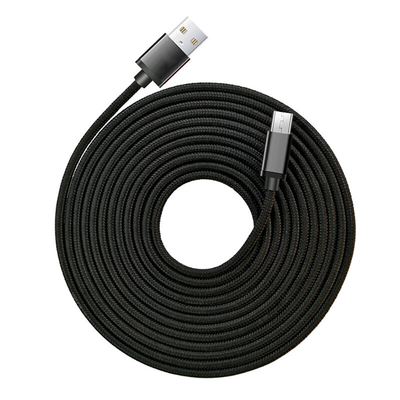 สายชาร์จข้อมูล USB 3A สีดำไนลอนถักได้รับการรับรอง RoHS CE