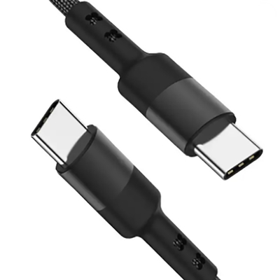 สายเคเบิล USB C แบบถักไนลอนความยาว 3 ฟุตสีดำสำหรับแท็บเล็ตแล็ปท็อป