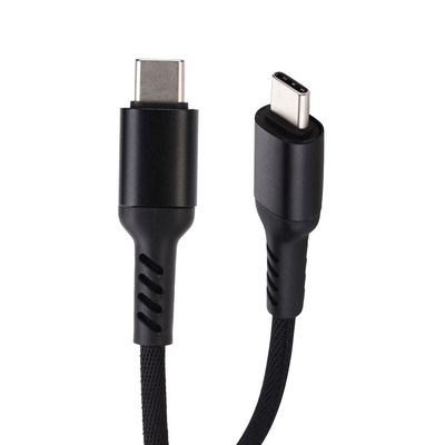 สายเคเบิล USB C แบบถักไนลอนความยาว 3 ฟุตสีดำสำหรับแท็บเล็ตแล็ปท็อป