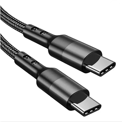 สายเคเบิล USB C แบบถักไนลอนความยาว 3 ฟุตสีดำสำหรับแท็บเล็ตแล็ปท็อป