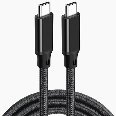 สายเคเบิล USB C แบบถักไนลอนความยาว 3 ฟุตสีดำสำหรับแท็บเล็ตแล็ปท็อป