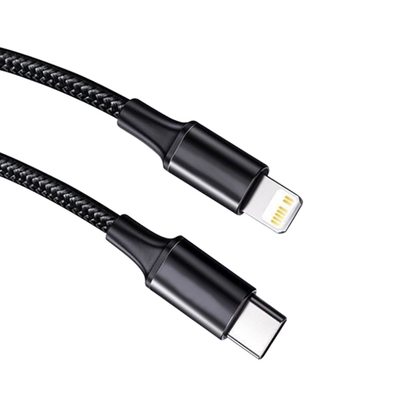 สายชาร์จเร็ว USB สีดำพร้อมปลอกหุ้มไนลอน ความเร็วในการถ่ายโอน 10Gbps