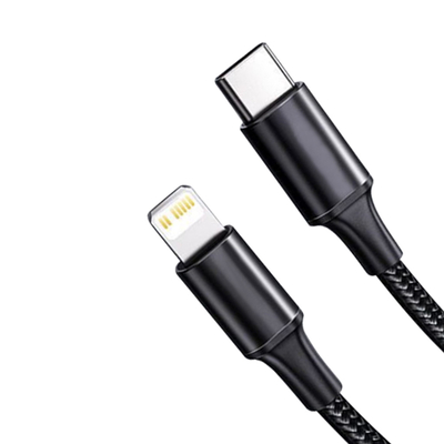 สายชาร์จเร็ว USB สีดำพร้อมปลอกหุ้มไนลอน ความเร็วในการถ่ายโอน 10Gbps