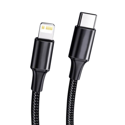 สายชาร์จเร็ว USB สีดำพร้อมปลอกหุ้มไนลอน ความเร็วในการถ่ายโอน 10Gbps