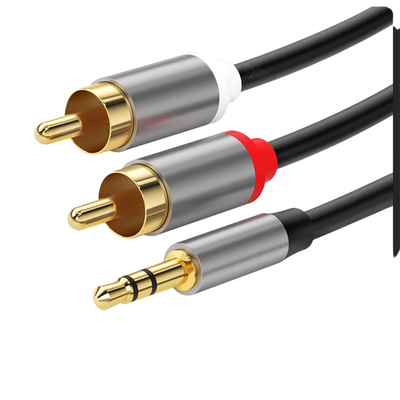 สายสัญญาณเสียงวิดีโอที่มีสีสัน, สายแจ็คสเตอริโอ 2 Rca 3.5 มม. ดิจิตอลเป็นชายสำหรับรถยนต์
