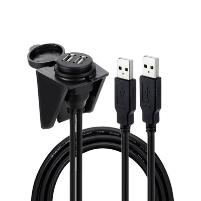 สายเคเบิลพอร์ต USB คู่ USB2.0 กันน้ำ 1 เมตรสำหรับรถยนต์ รถจักรยานยนต์