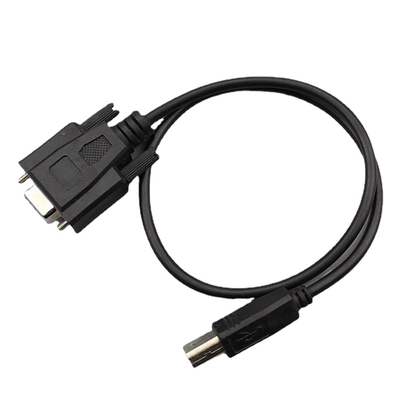 สายเคเบิล RS232 Overmolding แบบกำหนดเองประกอบ DB9 ตัวเมียเป็น USB 2.0 B ประเภทตัวผู้
