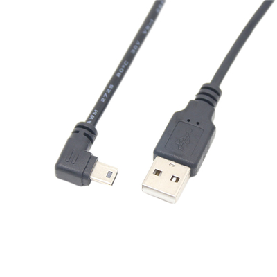 USB 2.0 สายชาร์จข้อมูล USB ชายขนาดเล็กพร้อมขั้วต่อมุมขวา