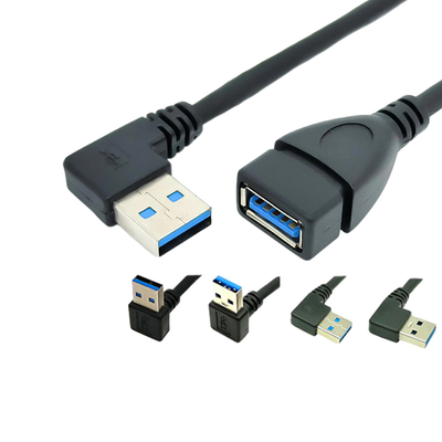 สายชาร์จข้อมูล USB มุมขวา 90 องศาพร้อมอะแดปเตอร์ USB 3.0 ชายกับหญิง