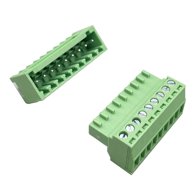 ชาย หญิง Pluggable Terminal Block Connector 3.81mm Pitch 2-16 Pin Plug ในมุมขวาตั้ง