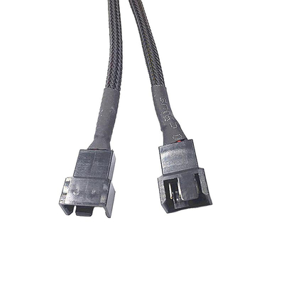 การป้องกัน Bylon 2.54mm Pitch 4 Pin Wire Harnesses ความยาว 30cm สีดํา สําหรับแฟนคอมพิวเตอร์