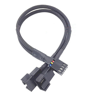 การป้องกัน Bylon 2.54mm Pitch 4 Pin Wire Harnesses ความยาว 30cm สีดํา สําหรับแฟนคอมพิวเตอร์