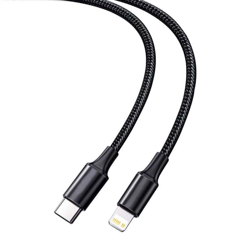สายชาร์จเร็ว USB สีดำพร้อมปลอกหุ้มไนลอน ความเร็วในการถ่ายโอน 10Gbps