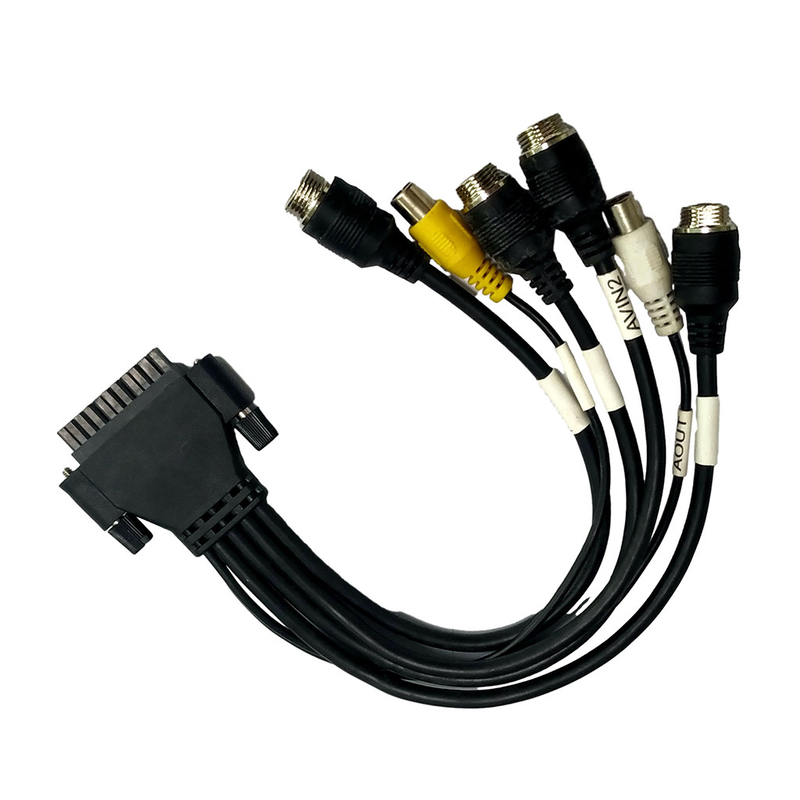 ชุดสายเคเบิล M12 ถึง RCA แบบกำหนดเองประกอบสกรูล็อคสีดำ