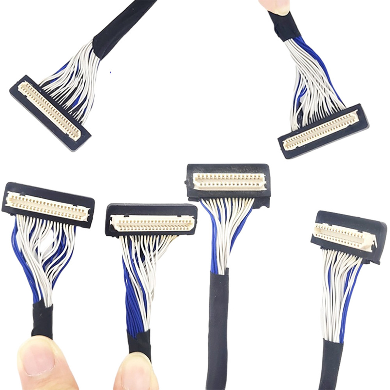 DF9 สายเคเบิล LVDS แบบกำหนดเอง 31 พิน, สายเคเบิลโคแอกเชียลแบบยืดหยุ่น 1 มม. ประเภทตัวเชื่อมต่อระยะพิทช์